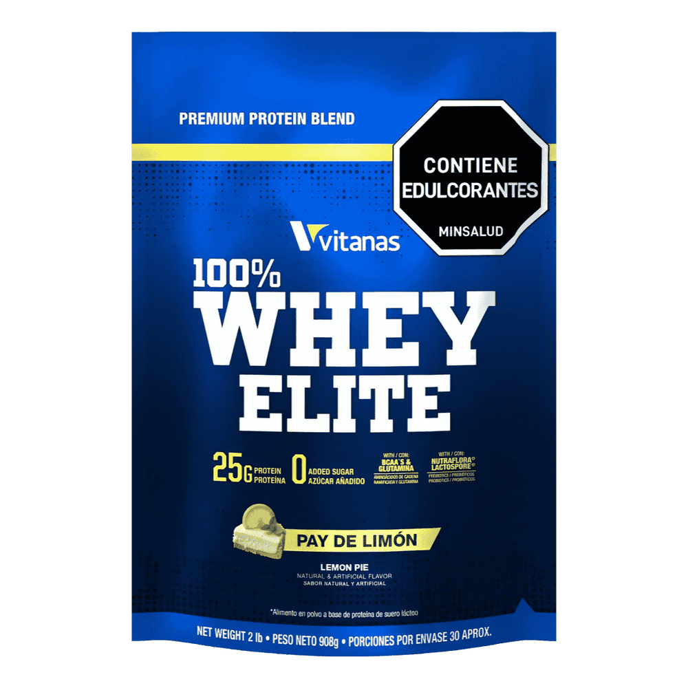 Bolsa de 2 libras de Whey Elite de Vitanas sabor pay de limon
, proteína de suero colombiana.