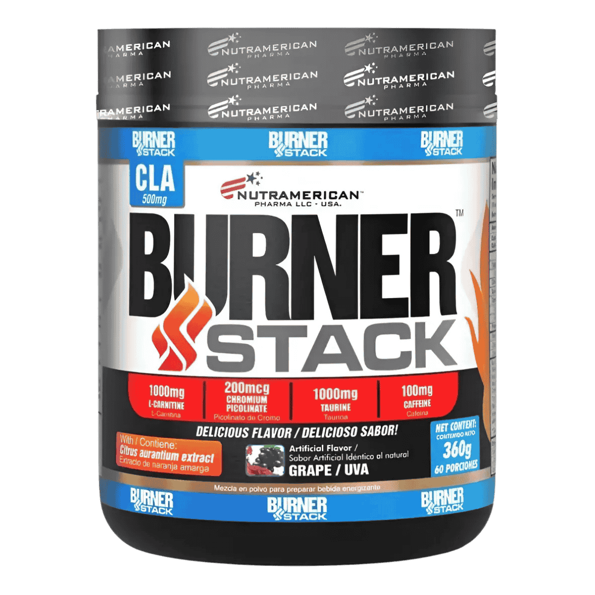 Frasco de Burner Stack de Nutramerican, 60 servicios de quemador de grasa.