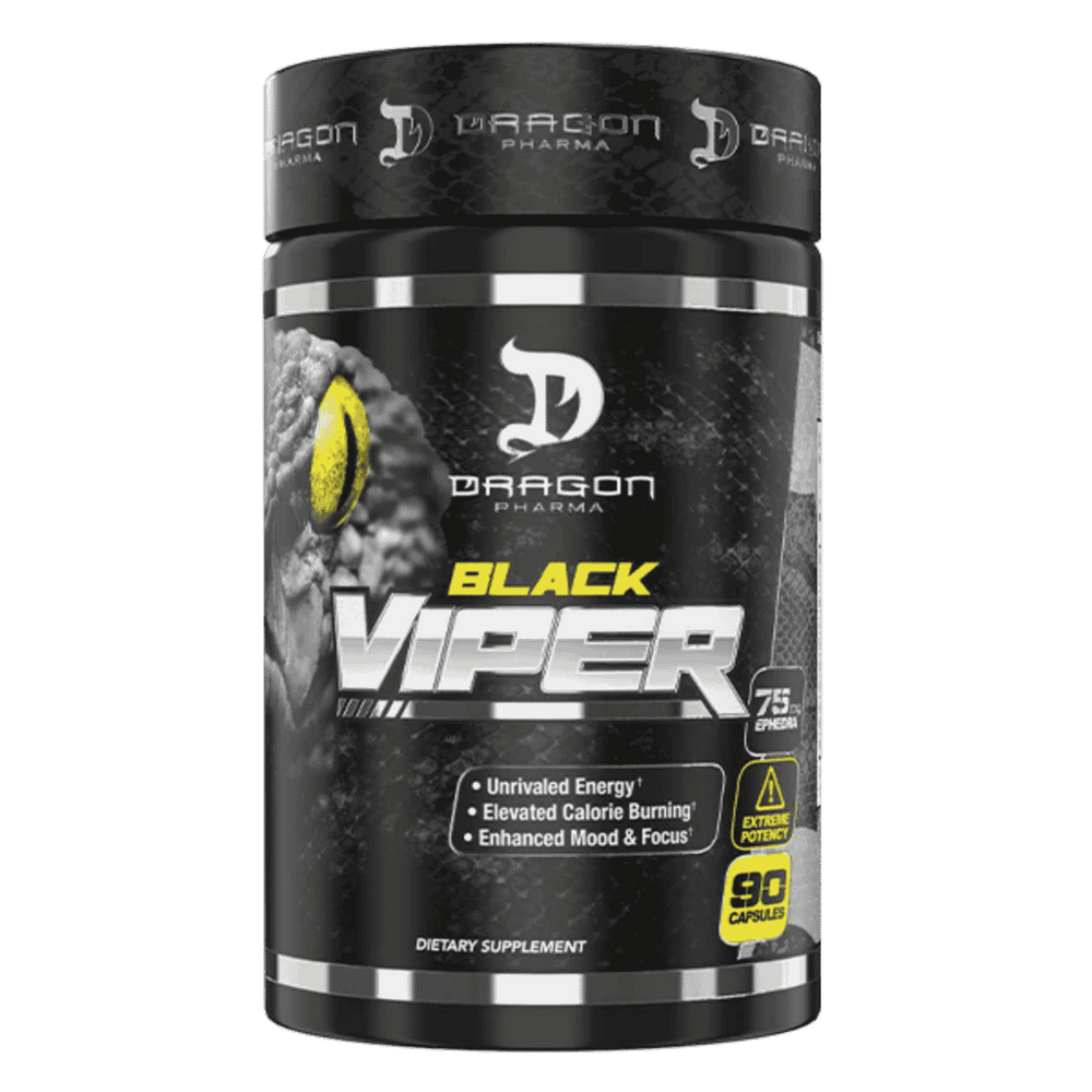 Frasco de 90 cápsulas de Black Viper de Dragon Pharma, quemador de grasa extremo.