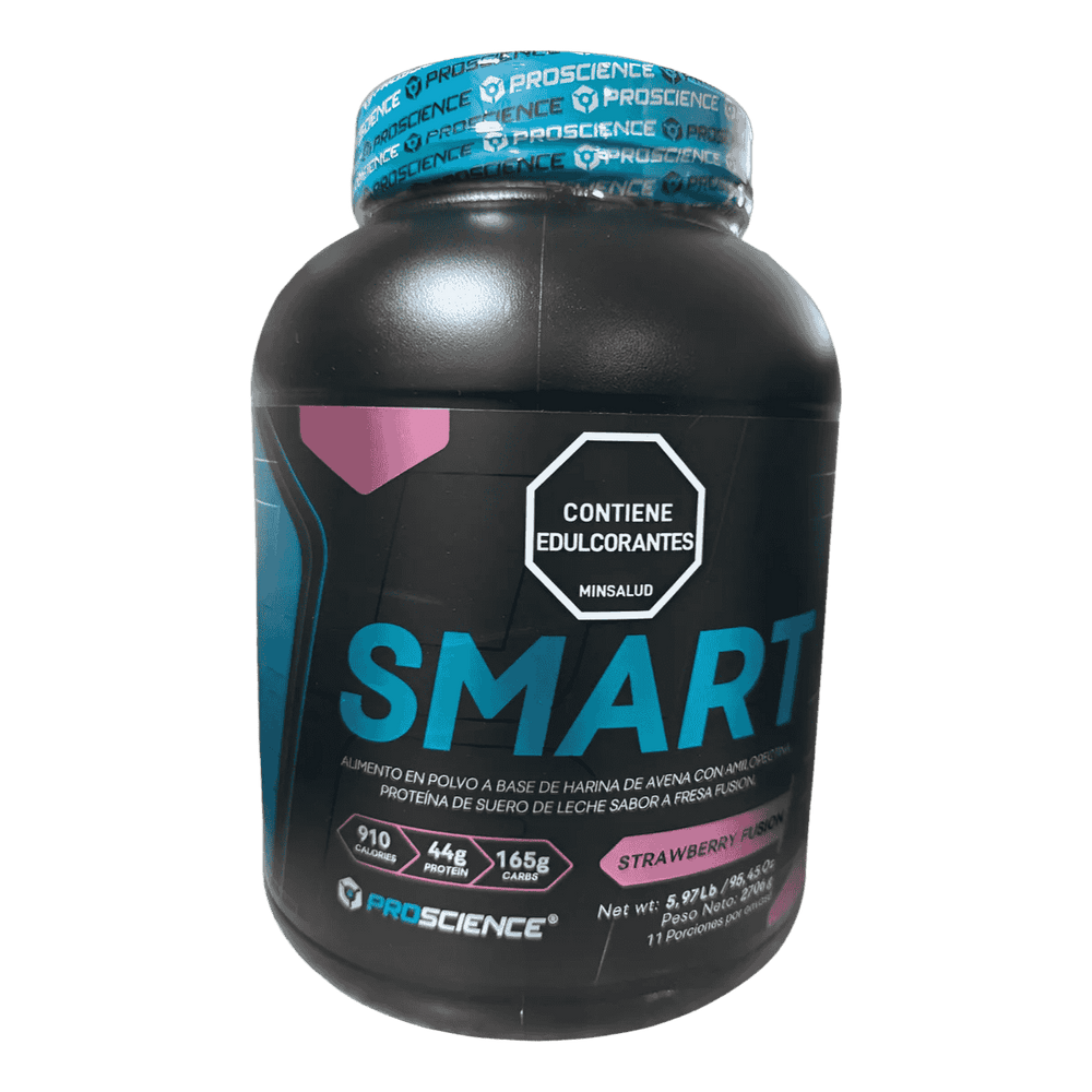 Pote de 6 libras de Smart Gainer de Proscience, ganador de peso limpio sabor fresa.