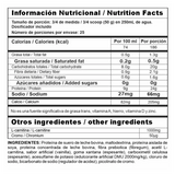 Información nutricional de la proteína para definición Mega Lite en su presentación de 3 libras.