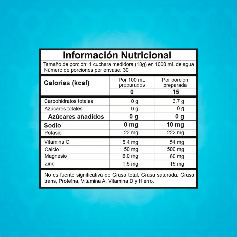 Tabla nutricional de Army BCAA, mostrando su ratio de Leucina, Isoleucina y Valina, y electrolitos.