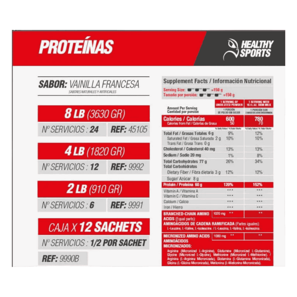 Tabla nutricional de Barbarus, mostrando su fórmula de proteína, carbohidratos, creatina y HMB.