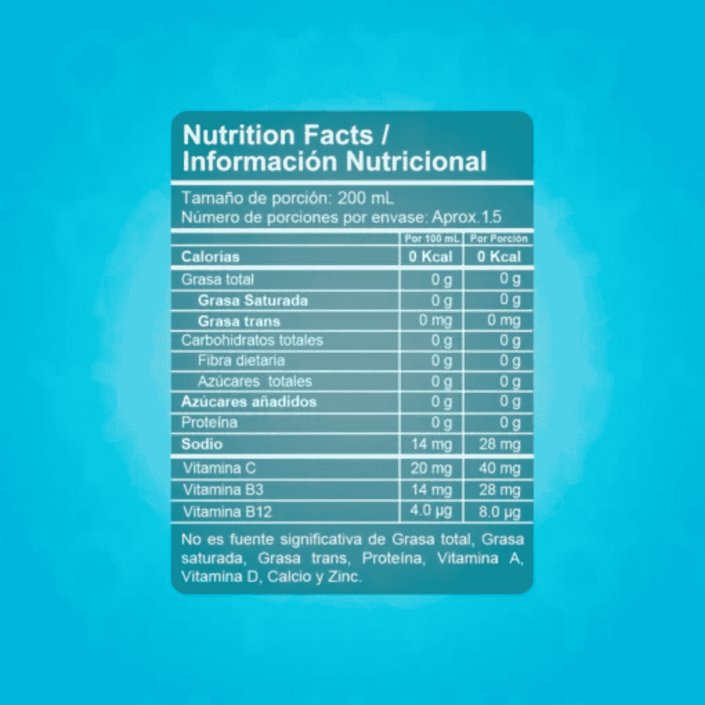 Tabla nutricional de la bebida pre-entrenamiento Intenze Ready.