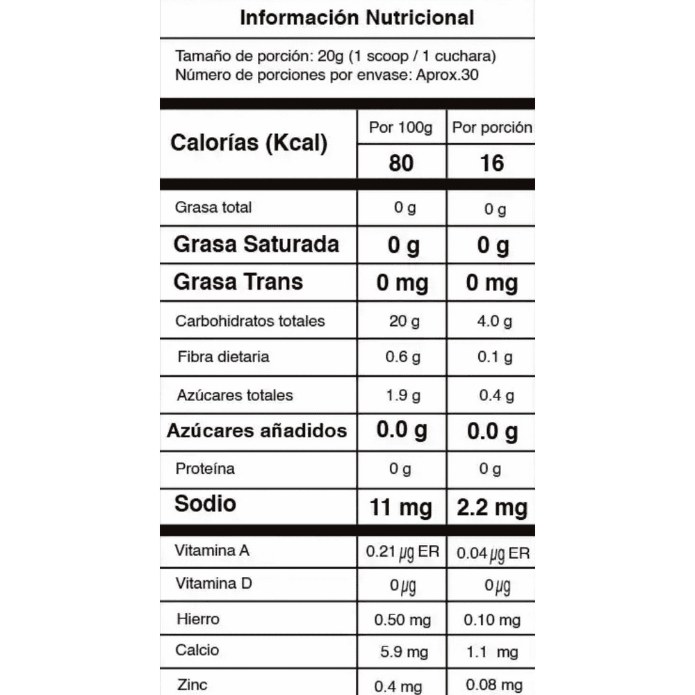 Tabla nutricional del pre-entreno Electron 2.0, mostrando su matriz de energía, bombeo y enfoque.