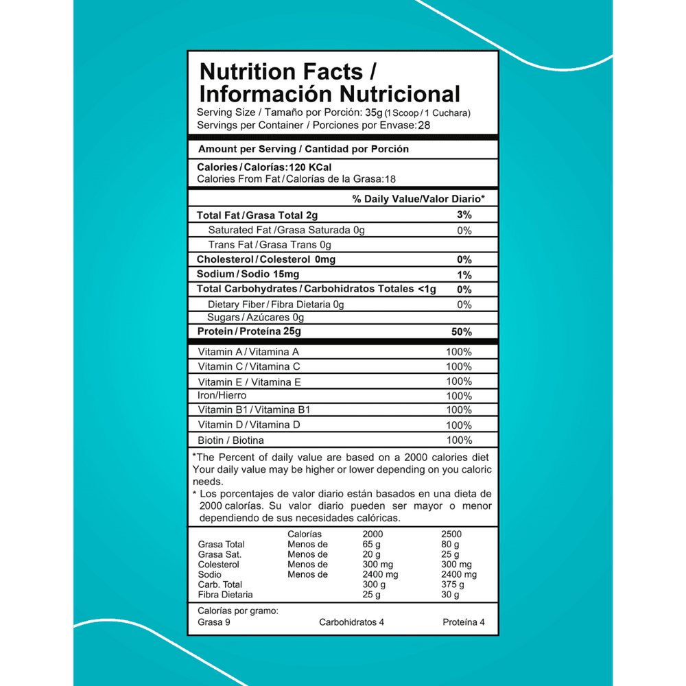 Tabla nutricional de la proteína vegana Best Vegan, mostrando su perfil de aminoácidos completo por servicio.